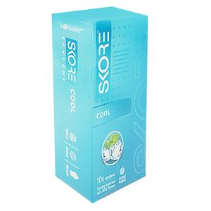 Skore Cool Raised Dots Condoms - Mint Flavoured, 10 pcs